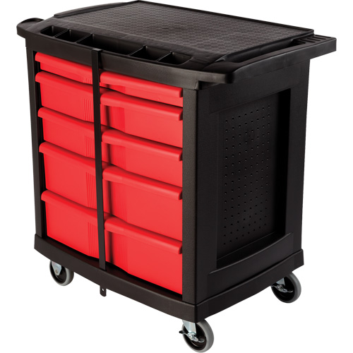 5-Drawer Mobile Work Centre, Plastic Surface - Rubbermaid FG773488BLA