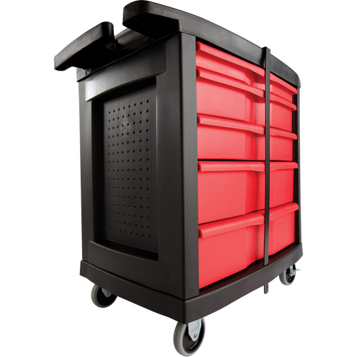 5-Drawer Mobile Work Centre, Plastic Surface - Rubbermaid FG773488BLA