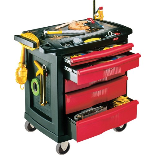 5-Drawer Mobile Work Centre, Plastic Surface - Rubbermaid FG773488BLA