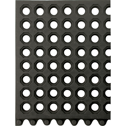 24/Seven&reg; Matting, Rubber, 3' W x 3' L, 5/8" Thick, Black - Wearwell 572.58X3X3GRBK
