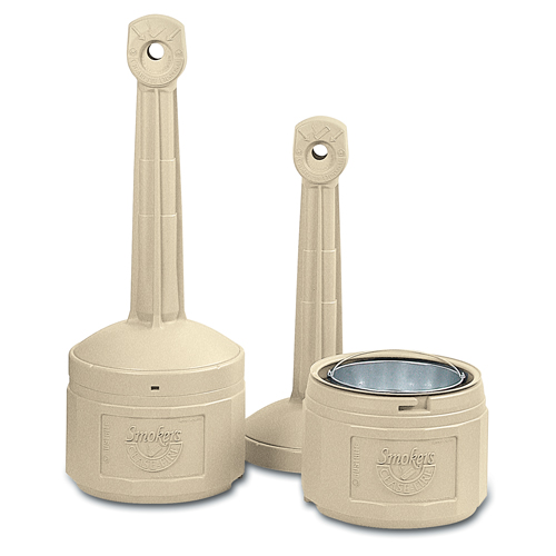 Smokers Cease-Fire&reg; Cigarette Butt Receptacle, Free-Standing, Plastic, 4 US gal. Capacity, 38-1/2" Height - Justrite 26800B