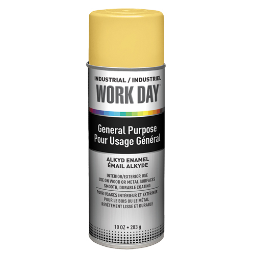Peinture industrielle Work Day, Jaune, Brillant, 10 oz, Canette a&eacute;rosol - Work Day A04406007
