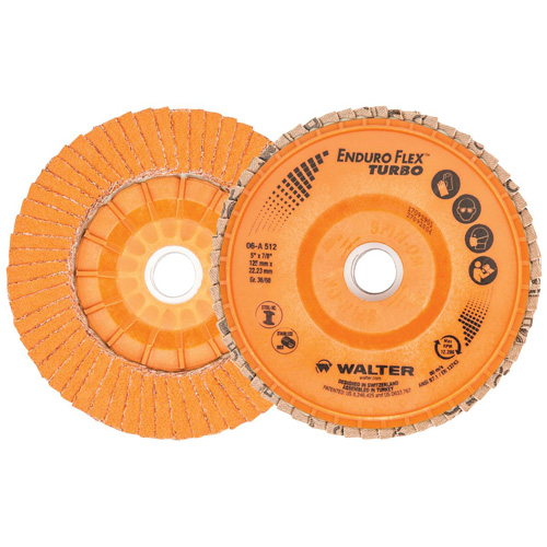 Enduro-Flex Turbo Flap Disc, 5" x 7/8", Type 27, 36/60 Grit, Ceramic - Walter Surface Technologies 06A512