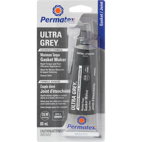 Ultra Grey&reg; Gasket Maker, Tube, 80 ml, -54°C - 260°C/-65°F - 500°F - Permatex 59903
