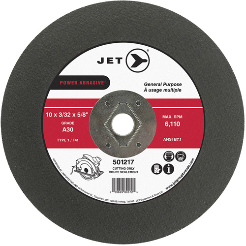 Disque abrasif de tronçonnage, 10" x 3/32", Arbre de 5/8", Type 1, 6110 Tr/min - JET 501217