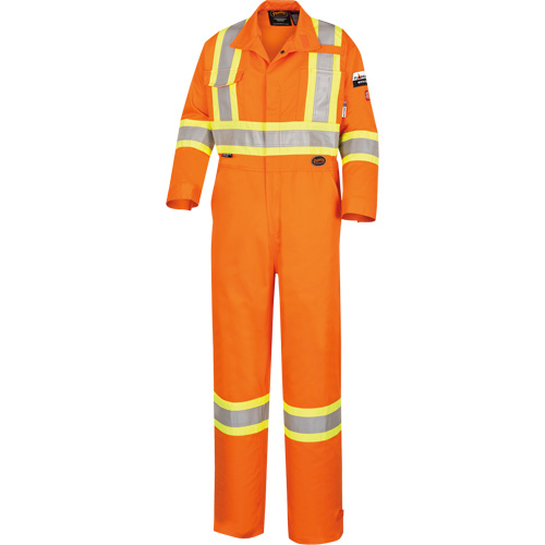 5555 Combinaison de s&eacute;curit&eacute; &agrave; haute visibilit&eacute; ignifuge et anti-arcs &eacute;lectriques, Taille 36, Orange haute visibilit&eacute;, 11 cal/cm² - Pioneer V2520250-36