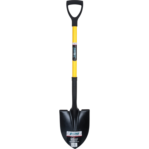 Round Point Shovels, Tempered Steel Blade, Fibreglass, D-Grip Handle - Aurora Tools 