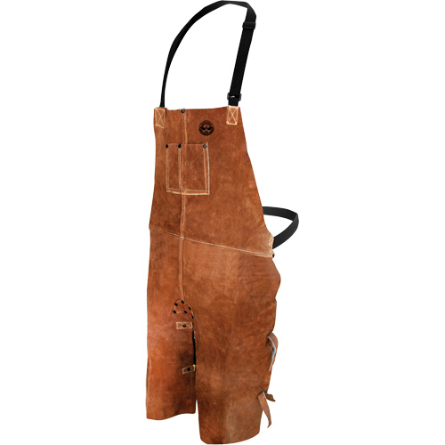 Tablier de soudage en cuir, Salopette &agrave; jambes fendues, 36" lo, Brun - Bob Dale Gloves 60-1-636