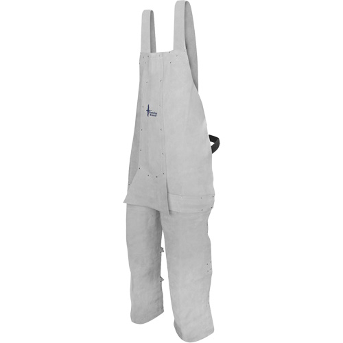 Leather Welding Apron, Split-Leg Bib, Pearl Grey - Bob Dale Gloves 64-1-61