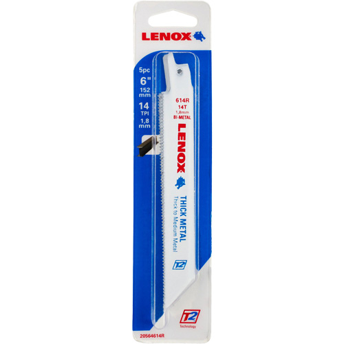 Lame de scie alternative &eacute;paisse pour le m&eacute;tal, Bim&eacute;tal, 14 Dents par pouce, 6" lo x 3/4" la - Lenox 20564614R