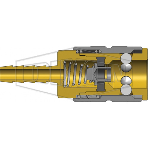 F-Series Pneumatic Manual Standard Hose Barb Coupler, Brass, 1/4", 500 psi - Dixon Group 2FS3-B