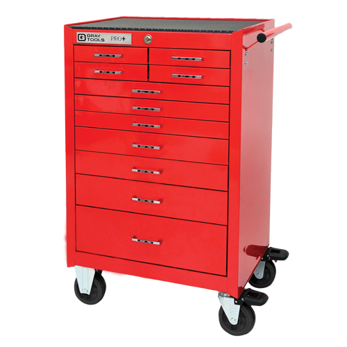 PRO+ Series Roller Cabinet, 11 Drawers, 26" W x 19" D x 42" H, Red - Gray Tools 93211