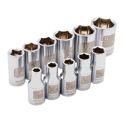 Jeu de douilles SAE &agrave; 6 pans, 11 Mcx, Prise de 1/4" - Dynamic Tools D004000