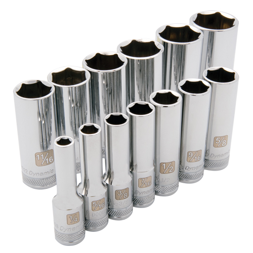 SAE Socket Set, 13 Pcs, 3/8" Drive Size, Deep - Dynamic Tools D010001