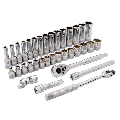 SAE Socket Set, 35 Pcs, 3/8" Drive Size, Deep - Dynamic Tools D010011