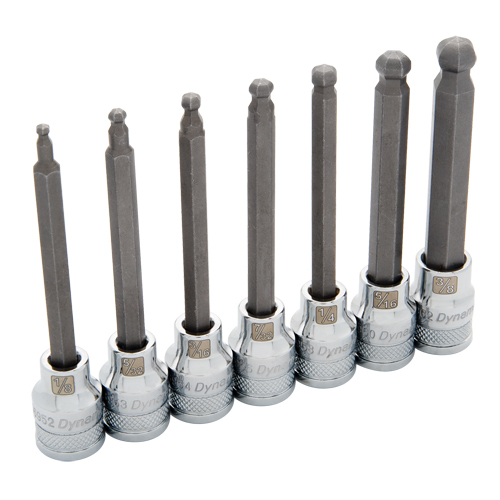 Long SAE Ball-Nose Socket Set, 7 Pcs - Dynamic Tools D010024