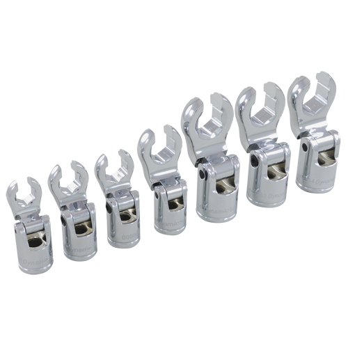 SAE Flex-Head Crow-Foot Socket Set, 7 Pcs, 3/8" Drive Size - Dynamic Tools D010029