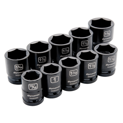 SAE Socket Set, 10 Pcs, Impact, 3/4" Drive Size - Dynamic Tools D021000