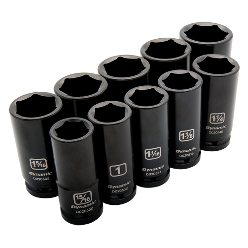 SAE Socket Set, 10 Pcs, Impact, 3/4" Drive Size, Deep - Dynamic Tools D021001