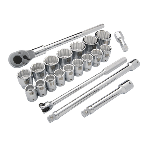 SAE Socket Set, 21 Pcs, 3/4" Drive Size - Dynamic Tools D023000
