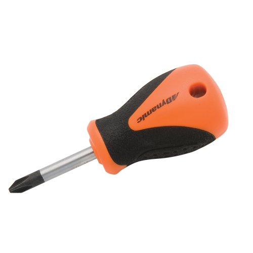 Philips Stubby Screwdriver, #2, 3-4/5" L, Cushion Grip Handle - Dynamic Tools D062105