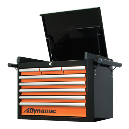 Coffre &agrave; outils sup&eacute;rieur, 28" la, 8 tiroirs, Noir/Orange - Dynamic Tools D069302