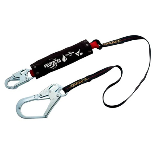 Longe PRO &agrave; amortisseur de choc, 4', Point d'ancrage &agrave; Crochet d'armature, Crochet mousqueton aux jambes, Kevlar - 3M Protecta Protection Contre Les Chutes 1340132C