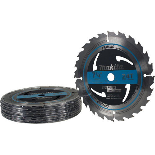 Lame de scie circulaire pour charpente &agrave; pointes au carbure, 7-1/4", 24 dents, Pour Bois - Makita A-94839-10