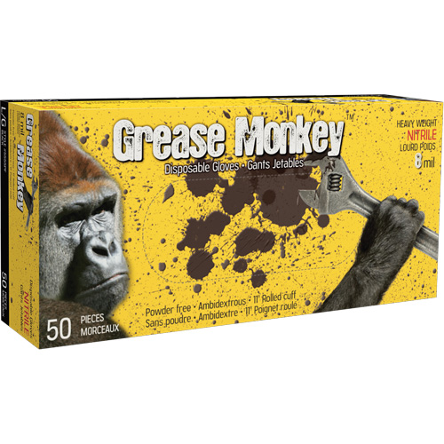 Gants jetables Grease Monkey, 2T-Grand, Nitrile, 8 mils, Sans poudre, Noir - Watson Gloves 5555PF-XXL