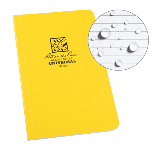 Livre reli&eacute; Field-Flex, Couverture souple, Jaune, 128 Pages, 4-5/8" , 7-1/4"  - Rite In The Rain 374