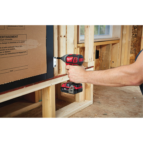M18 Cordless Hex Impact Driver Kit, 1/4", 1500 in-lbs Max. Torque, 18 V, Lithium-Ion - Milwaukee 2656-22CT