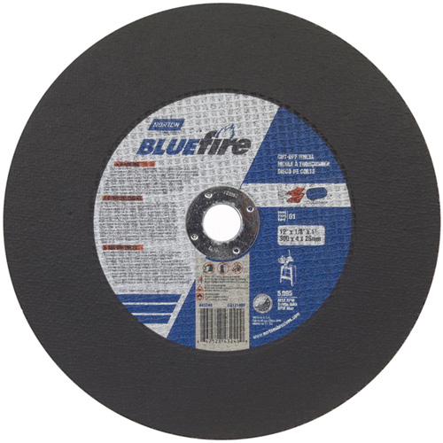 Disque &agrave; moyeu d&eacute;port&eacute; Bluefire, 12" x 1/8", Arbre de 1", Type 1, Alumine de zirconium, 5095 Tr/min - Norton 66252843249