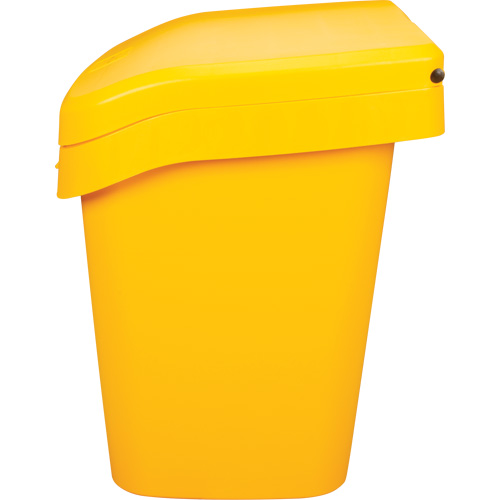Bacs d'entreposage pour sel & sable, Avec Moraillon, 21" x 27" x 26", 4,24 pi³, Jaune - Produits d’entretien RMP 