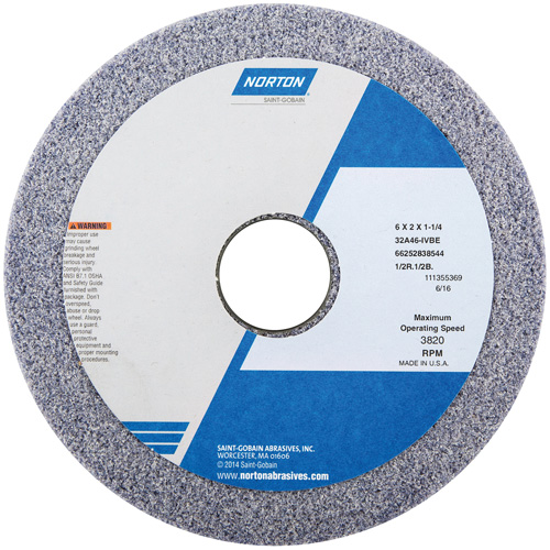Tool Room Wheel, Type 06, Aluminum Oxide, 6" x 1-1/2" - Norton 66252838538