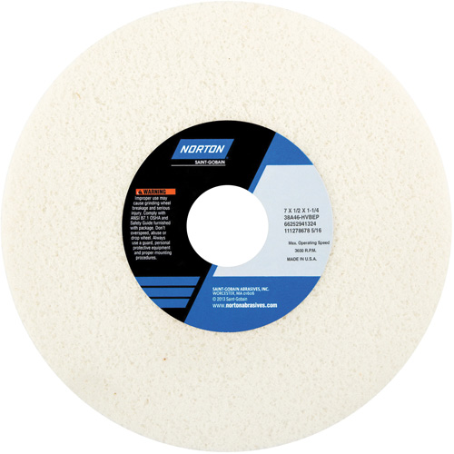Tool Room Wheel, Type 01, Aluminum Oxide, 7" x 1/2" - Norton 66252941324