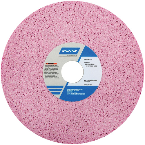 Tool Room Wheel, Type 01, Aluminum Oxide, 8" x 1/2" - Norton 66253019354