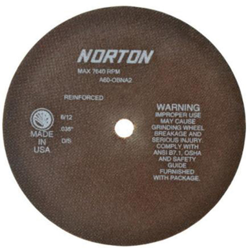 Reinforced Tool Room Cut-Off Wheels, 8" x 0.035", 5/8" Arbor, Type 01/41, Aluminum Oxide, 7640 RPM - Norton 66253042979