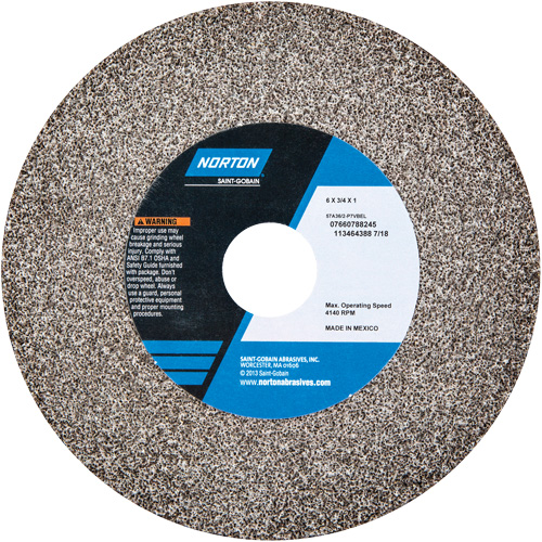 Bench Grinding Wheels - Gemini, 6" x 3/4", 1" Arbor, Aluminum Oxide - Norton 07660788245