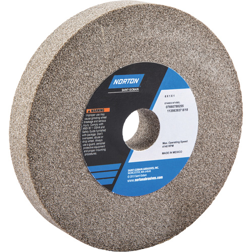 Meules pour rectifieuses d'&eacute;tabli - Meules Gemini, 6" x 1", Arbre de 1", Oxyde d'aluminium - Norton 07660788255