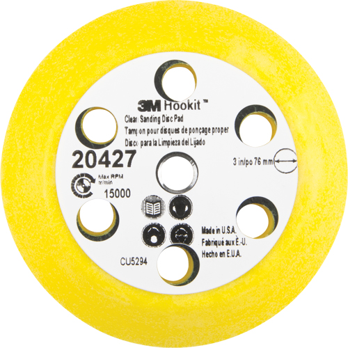 Hookit Clean Sanding Disc Pad Kit, 3" Dia. - 3M 20427