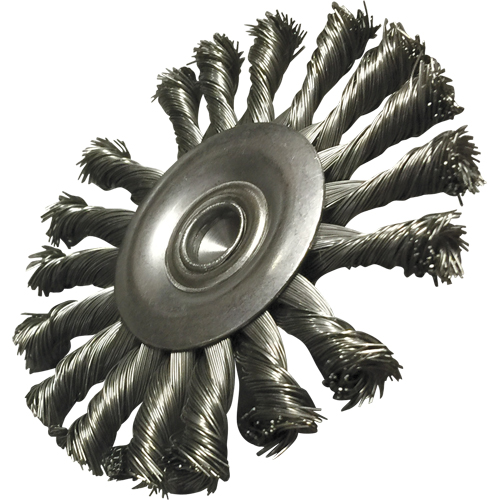 Brosses mont&eacute;es &agrave; fils nou&eacute;s circulaires, 3-1/2" dia., dia. Des fils 0,014", Tige 1/4" - Felton Brushes E377