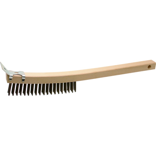 Scratch Brush With Scraper, Steel, 3 x 19 Wire Rows, 13" Long - Felton Brushes 1666