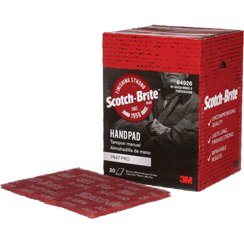 Tampons manuels Scotch-Brite 7447, Oxyde d'aluminium, 9" x 6", Grain Tr&egrave;s fin - 3M SB64926