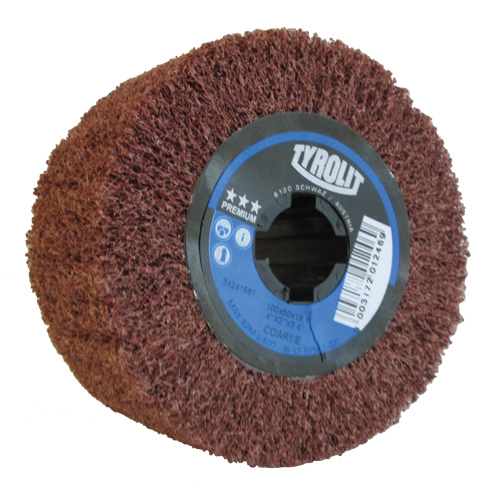 Tambour de conditionnement de surface Pro-Line, 4" dia. x 2" la, 3/4" Arbre, Grain Cors&eacute;, Oxyde d'aluminium - Tyrolit 34241561