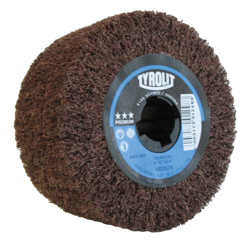 Pro-Line Surface Conditioning Drum, 4" Dia. x 2" W, 3/4" Arbor, Medium Grit, Aluminum Oxide - Tyrolit 34241563