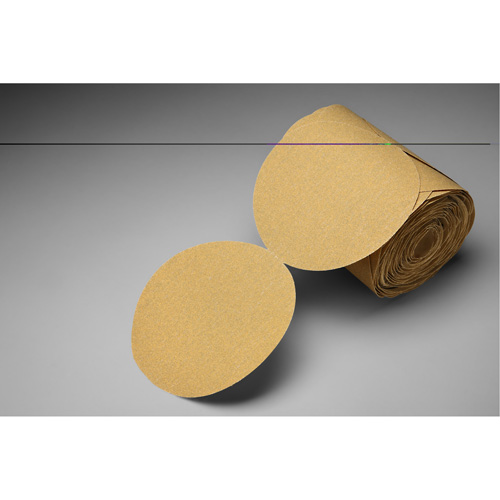 Disque abrasif dor&eacute; en rouleau de papier Stikit, 6" dia., Grain P150, Oxyde d'aluminium - 3M AB27412