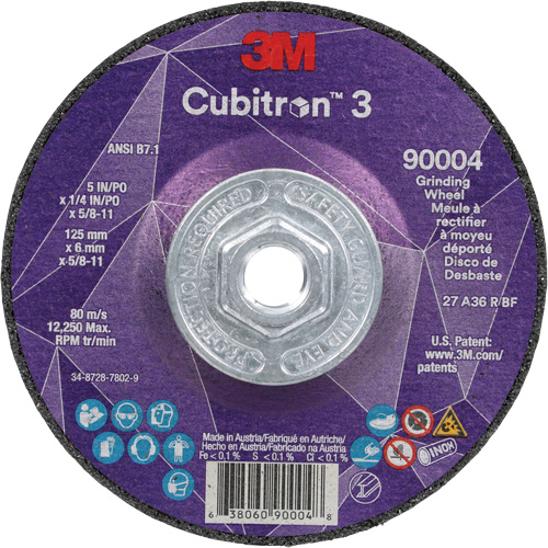 Cubitron 3 meule a moyeu d&eacute;port&eacute;, 5" x 0,25", Arbre 5/8"-11, C&eacute;ramique, Type T27 - 3M AB12967