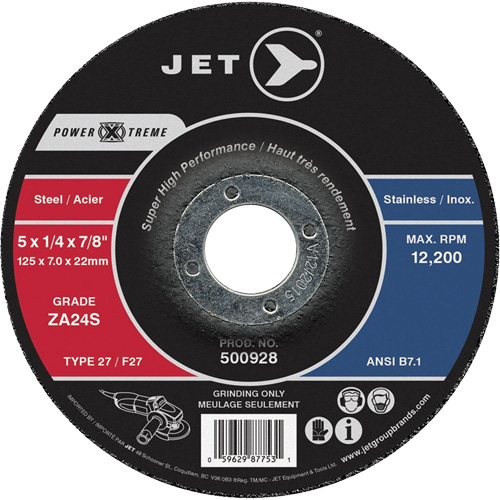 Meule Power-Xtreme ZA24S, 5" x 1/4", Arbre 7/8", Type 27 - JET 500928