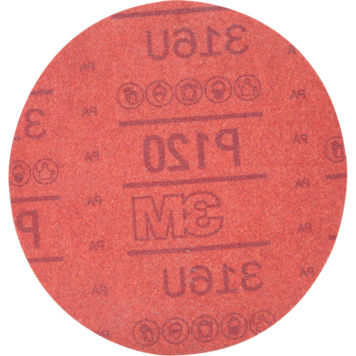 Disque abrasif rouge 01224 Hookit, 316U, dia 6", Grain P120, Oxyde d'aluminium, A - 3M 7000119787