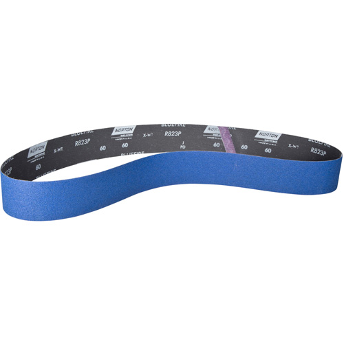 BlueFire&reg; Narrow Benchstand Sanding Belt, 2-1/2" W x 60" L, Zirconia Alumina, 120 Grit - Norton 78072728686